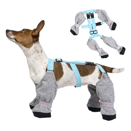 New Adjustable Protective All-Weather Dog Pants | Dog Paw Protector with Auxiliary Strap,Dog Boot Leggings with Collar,Dog Boots with Suspenders,Dog Paw Boot Leggings,Dirty-Proof Dog Outdoor Booties von Virtcooy