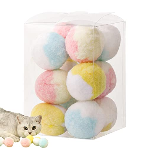 Virtcooy Ballspielzeug für Katzen | 12 weiche, leise Kätzchen-Plüschtiere zum Apportieren und Spielen von kleinen Haustieren - Fun Cat Training Toy Pom Pom Ball für Katzen und Kätzchen von Virtcooy