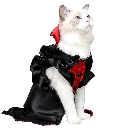 Virtcooy Halloween Katze Mantel | Lustige Vampir Party Kleidung - Halloween Haustier Zubehör für Rollenspiele Halloween Party Vampir Party von Virtcooy