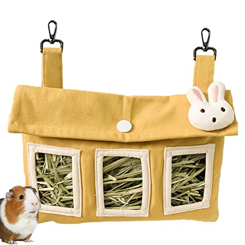 Virtcooy Futtersack aus Heu für Kaninchen | großer Heufuttersack für Kaninchen | schönes Heufutterhaus für hängende Tiere für Kaninchen Meerschweinchen (3 Löcher) von Virtcooy