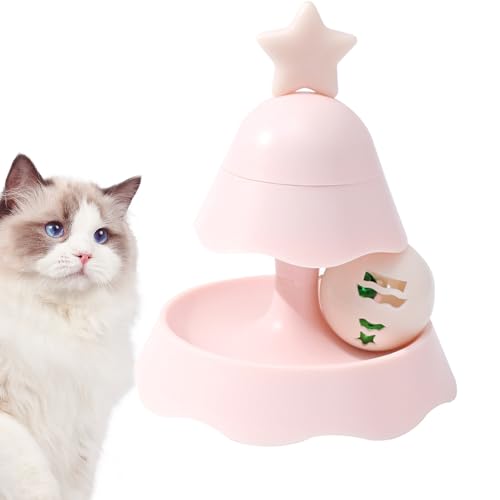 Virtcooy Katzen-Drehteller-Spielzeug,Weihnachtsbaum-Rollerbälle für Katzen - 2-lagiges interaktives Katzenrollspielzeug mit Katzenminze und Teaser-Spielzeug für kleine Haustiere und Katzen von Virtcooy