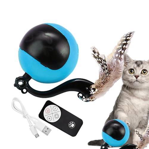 Virtcooy Smart Cat Ball, Smart Ball Katzenspielzeug,Katzen-mit Federschwänzen | Katzenspielzeug zur Bereicherung, Katzenübungsspielzeug mit LED-Licht und Ton, Jagdkatzenspielzeug für Hauskatzen von Virtcooy