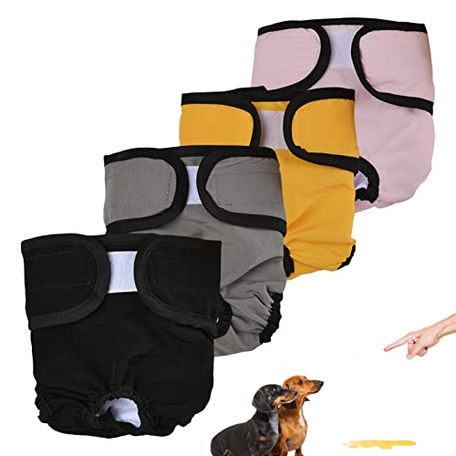 Virtcooy Windeln für weibliche Hunde für Wärme | 4 Stück waschbare und wiederverwendbare Hundewindeln mit verstellbarem Design – wiederverwendbare Windeln für Hunde mit Vier-Wege-Design von Virtcooy