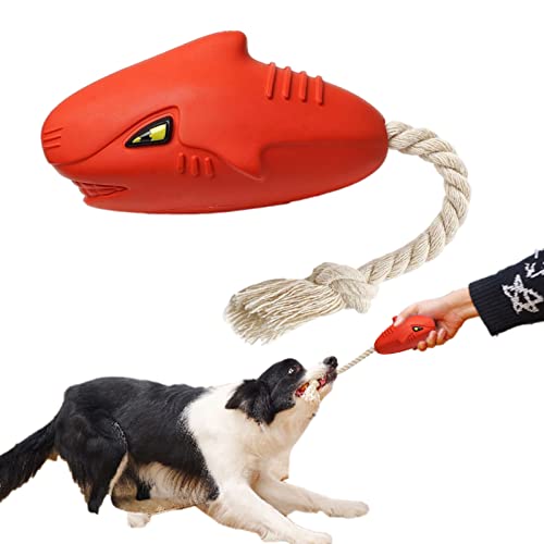 Virtcooy Zahnreinigungsspielzeug für Hunde aus Gummi,Welpen-Zahnreinigungs-Kauspielzeug | Spielzeug mit Hai-Sound stimuliert das Spielinteresse, interaktives Spielzeug für kleine und mittelgroße von Virtcooy
