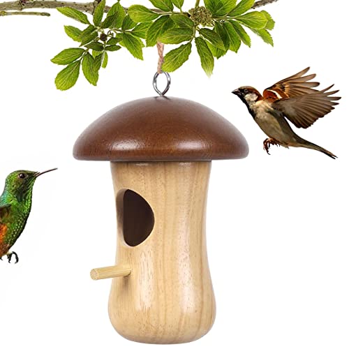 Vogelhäuser | Hang Nest Vogelnest Outdoor | Holzhaus in Form eines Kolibri-Pilzes Haus nicht leicht zu verformen für Hummingbird Sparrow Swallow Wren Virtcooy von Virtcooy