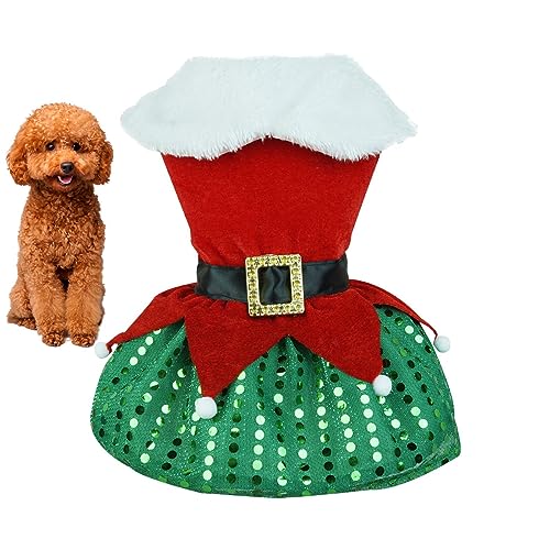 Weihnachtskleid für Haustiere, dehnbarer Stoff für Weihnachtsmann-Kleid, interessant und multifunktional, Urlaubskleidung für Hunde, Winterkleid, Baumwolle Virtcooy von Virtcooy
