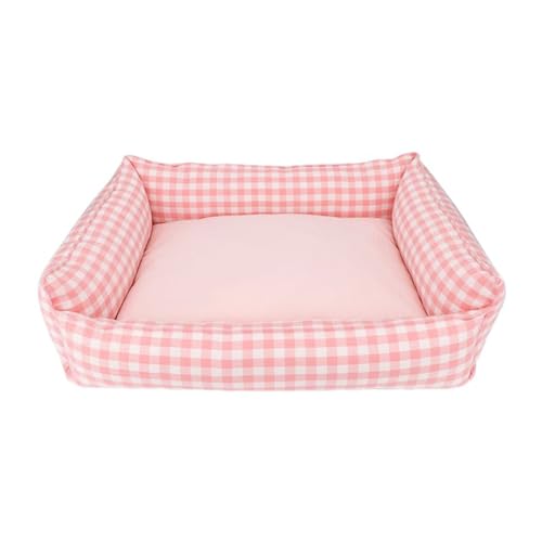 VisLarsc Welpensofa, warm, flauschig, weich, bequem, Anti-Angst, maschinenwaschbar, Hundecouch für kleine und mittelgroße Hunde und Katzen (L-50 x 68, Hellrosa) von VisLarsc