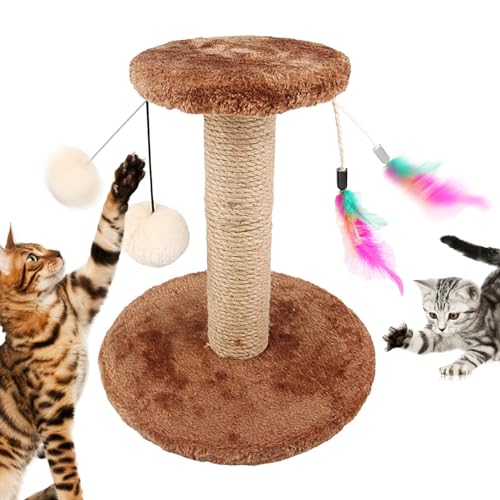 Katzenkratzturm | Kratzspielzeugpfosten aus Sisal für Katzen | Katzenkratzer mit Flauschigen Bällen und Federn, für Kätzchen und Katzen Visiblurry Katzenkratzturm | Kratzspielzeugpfosten aus Sisal für Katzen | Katzenkratzer mit Flauschigen Bällen und Federn, für Kätzchen und Katzen Visiblurry von Visiblurry