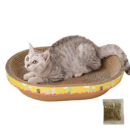 Oval Cat Scratcher Bed Corrugated Paper Structure Cat Scratching Pads Scratching Bowl with Catnip Cardboard Cat Scratching Lounge Bed Furniture Protection Training Toy von Visiblurry