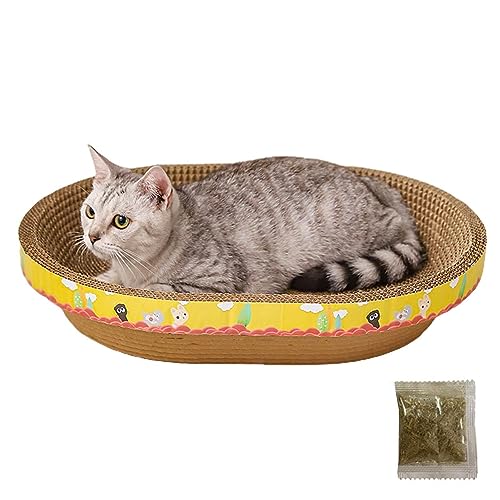 Oval Cat Scratcher Bed Corrugated Paper Structure Cat Scratching Pads Scratching Bowl with Catnip Cardboard Cat Scratching Lounge Bed Furniture Protection Training Toy von Visiblurry