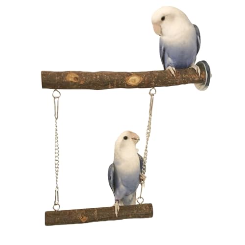 Papageienschaukel - Vogelsitz-Spielständer aus Naturholz für Papageien | Vogelspielzeug für kleine Vögel für Sittiche, Nymphensittiche Visiblurry von Visiblurry