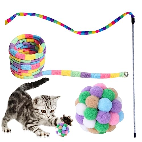 Visiblurry Katze Regenbogen Zauberstab Spielzeug | Schnurspielzeug, interaktives Katzenspielzeug-Zauberstab-Set - Interaktives Schnurspielzeug mit Ball, sicher und farbenfroh für Katzen und Kätzchen Visiblurry Katze Regenbogen Zauberstab Spielzeug | Schnurspielzeug, interaktives Katzenspielzeug-Zauberstab-Set - Interaktives Schnurspielzeug mit Ball, sicher und farbenfroh für Katzen und Kätzchen von Visiblurry