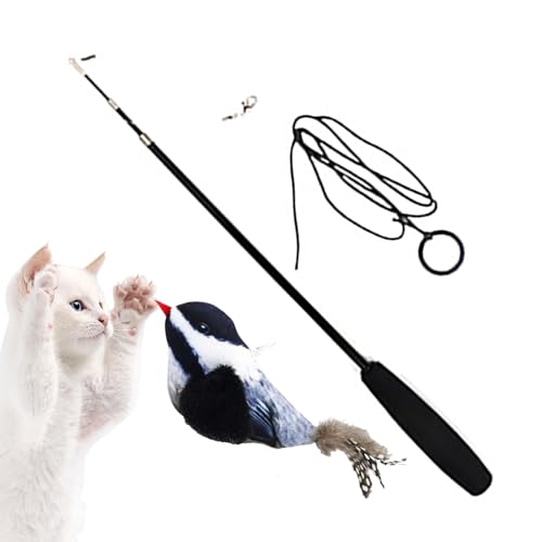 Visiblurry Katzen-Stäbchen,Spielzeugstab in Vogelform für Katzen | Entwicklungsinteraktiver Katzenspielzeugstab für Katzenkätzchen im Innenbereich von Visiblurry
