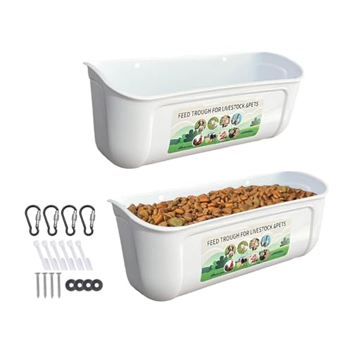 Zaun-Futterstation, 2 Stück Hängender Zaun-Futterspender, Hängender Hühner-Futterspender Und Bewässerungsset, Enten-Wassertrog Mit Robusten Clips, Geflügelfuttermittel Waterer Mit Hook Chick Feeder von Visiblurry