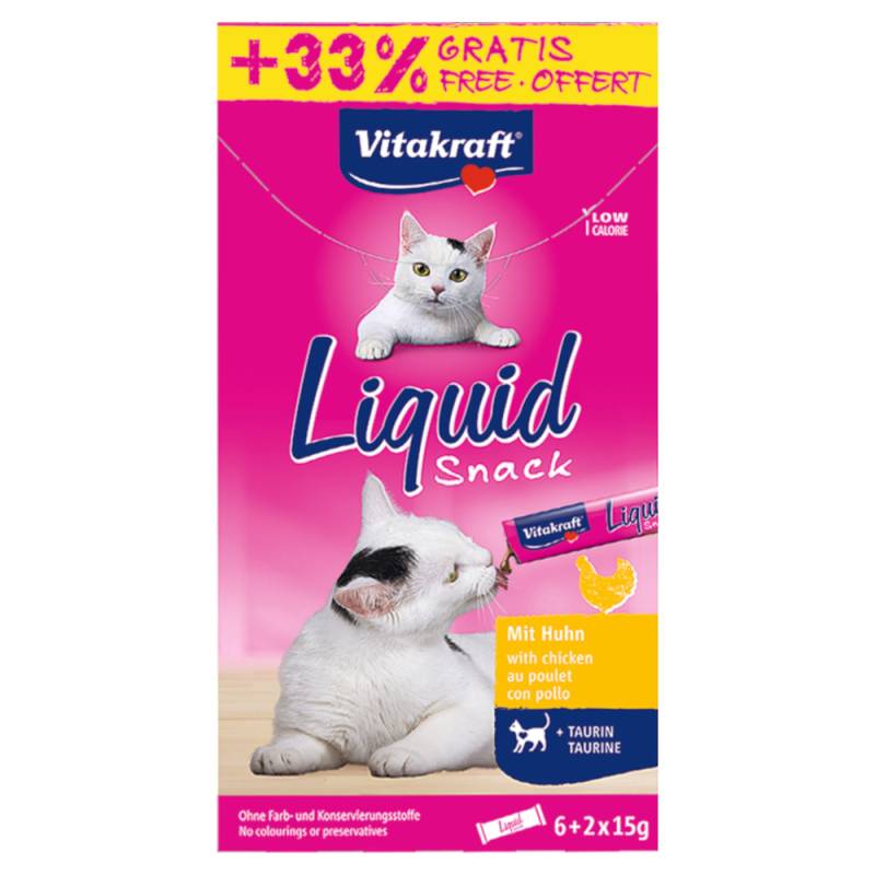 6 + 2 gratis! 8 x 15 g Vitakraft Cat Liquid-Snack - Hähnchen + Taurin von Vitakraft
