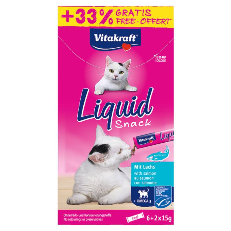 6 + 2 gratis! 8 x 15 g Vitakraft Cat Liquid-Snack - Lachs + Omega 3 von Vitakraft