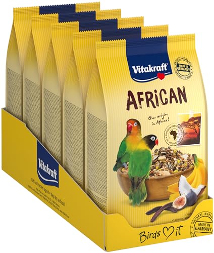 Vitakraft African, Futter für afrikanische Kleinpapageien, mit wichtigen Vitaminen und Nährstoffen, in Vorratsgröße, ohne Zusatz von Zucker (5x 750g) von Vitakraft