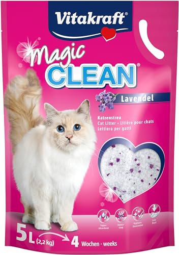 Vitakraft Magic Clean Lavendel, Katzenstreu, zarter Lavendelduft, nicht klumpend, besonders staubarm, praktische Tragelasche (1x 5L) von Vitakraft