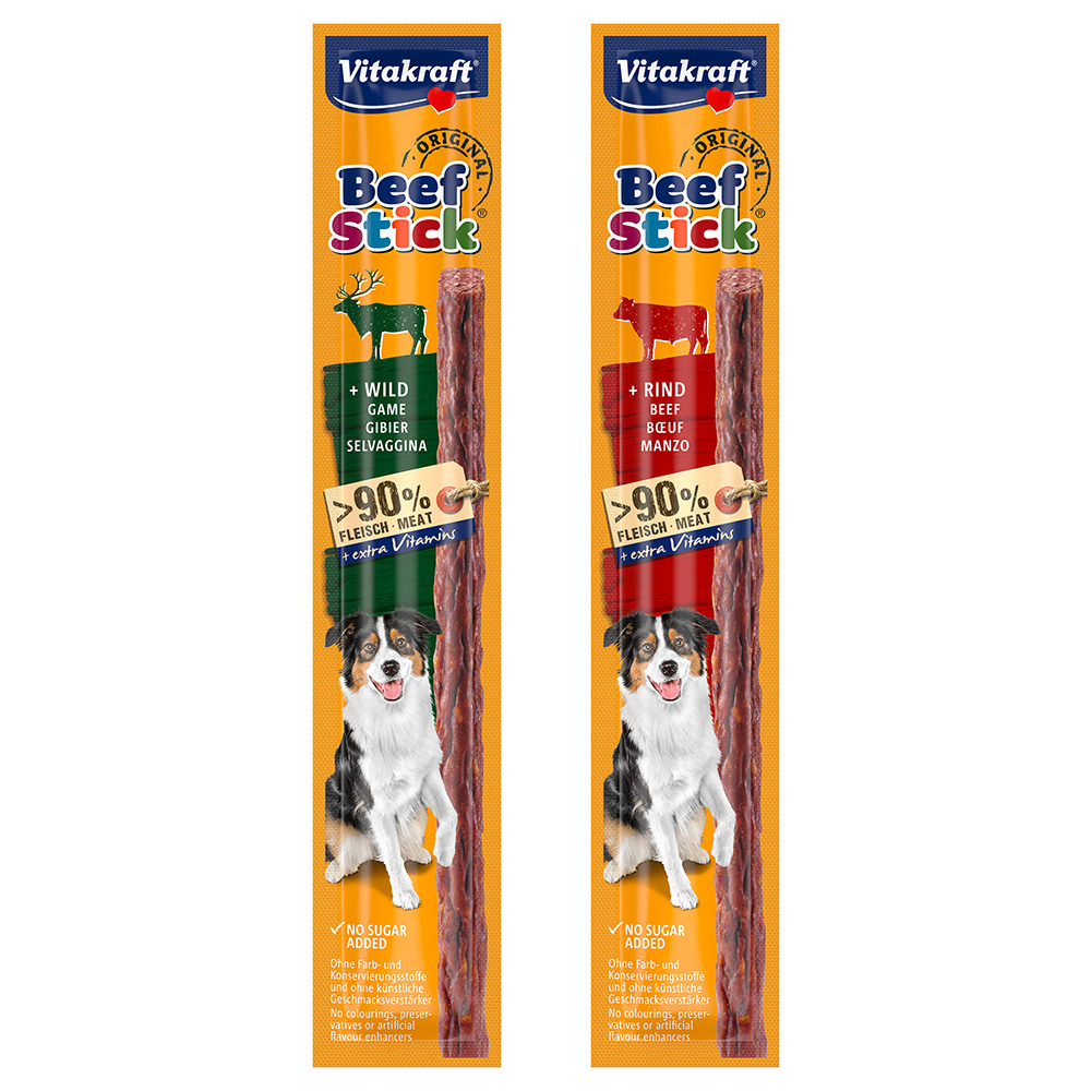 Sparpaket 50 x 12 g Vitakraft Beef-Stick® - Mixpaket: Rind & Wild von Vitakraft