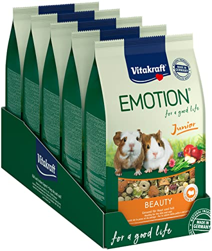Vitakraft Alleinfutter für junge Meerschweinchen, Gemüse, Luzerne und Apfel, TriVita-Complex, Emotion Beauty Selection Junior, 5 x 600g von Vitakraft