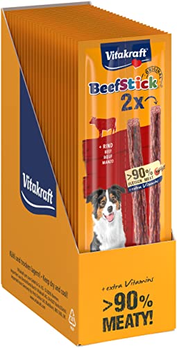 Vitakraft Beef Stick, Fleischsticks, Vorratspackung, Hundeleckerlie, mit Rind, zum Verwöhnen und Belohnen (25x 2 Stück) von Vitakraft