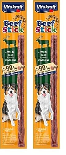 Vitakraft Beef Stick, mit Wild, Fleischstick zum Belohnen, extra hoher Fleischanteil (1x 12g) (Packung mit 2) von Vitakraft