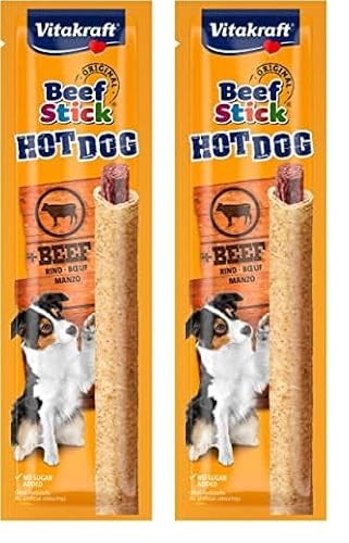 Vitakraft Beef Stick Hot Dog, mit Rindfleisch, Hundeleckerli, zum Verwöhnen und Belohnen, in frischeversiegelter Aufreißpackung (1x 1 Stück) (Packung mit 2) von Vitakraft