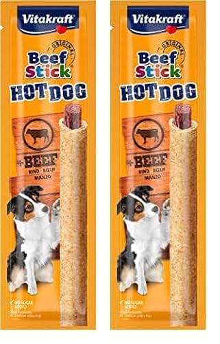 Vitakraft Beef Stick Hot Dog, mit Rindfleisch, Hundeleckerli, zum Verwöhnen und Belohnen, in frischeversiegelter Aufreißpackung (1x 1 Stück) (Packung mit 2) von Vitakraft