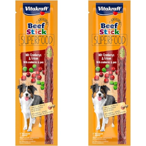 Vitakraft Beef Stick Superfood, Hundesnack, mit Erbse, mit Cranberry (1x 25g) (Packung mit 2) von Vitakraft