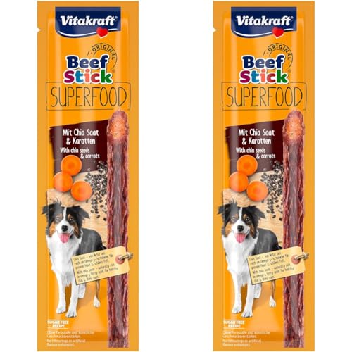 Vitakraft Beef Stick Superfood, Hundesnack, mit Karotten, mit Chiasaat (1x 25g) (Packung mit 2) von Vitakraft