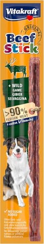 Vitakraft Beef Stick Wild, Hundeleckerli mit Wild, Fleischstick zum Belohnen, extra hoher Fleischanteil, Hundesnack, ohne Zusatz von Zucker (1x 12g) von Vitakraft