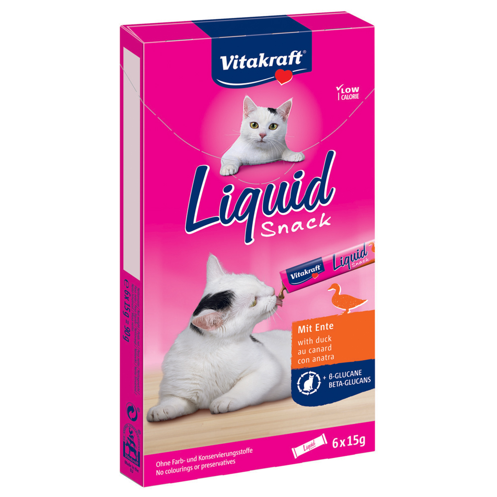 Vitakraft Cat Liquid-Snack Ente & ß-Glucane - 24 x 15 g von Vitakraft