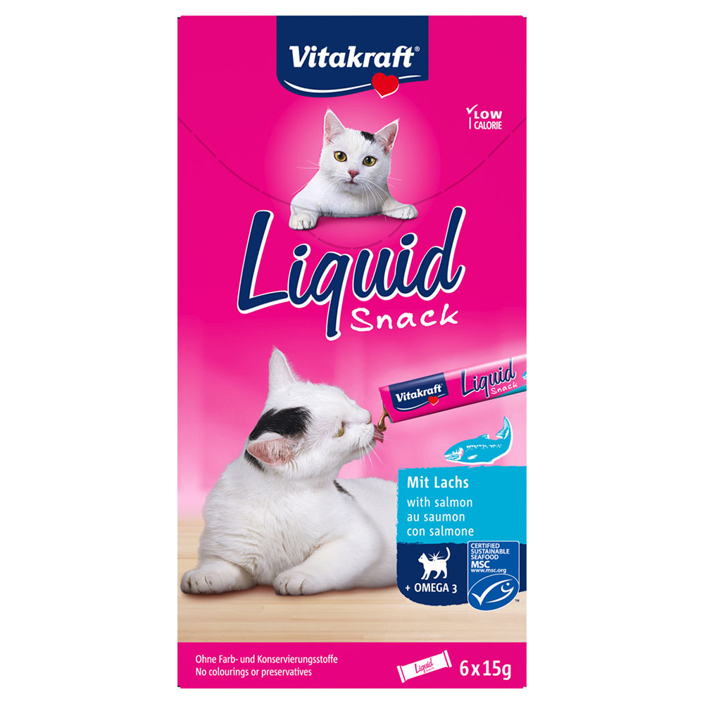 Vitakraft Cat Liquid-Snack mit Lachs + Omega 3 - 6 x 15 g Vitakraft Cat Liquid-Snack mit Lachs + Omega 3 - 6 x 15 g von Vitakraft