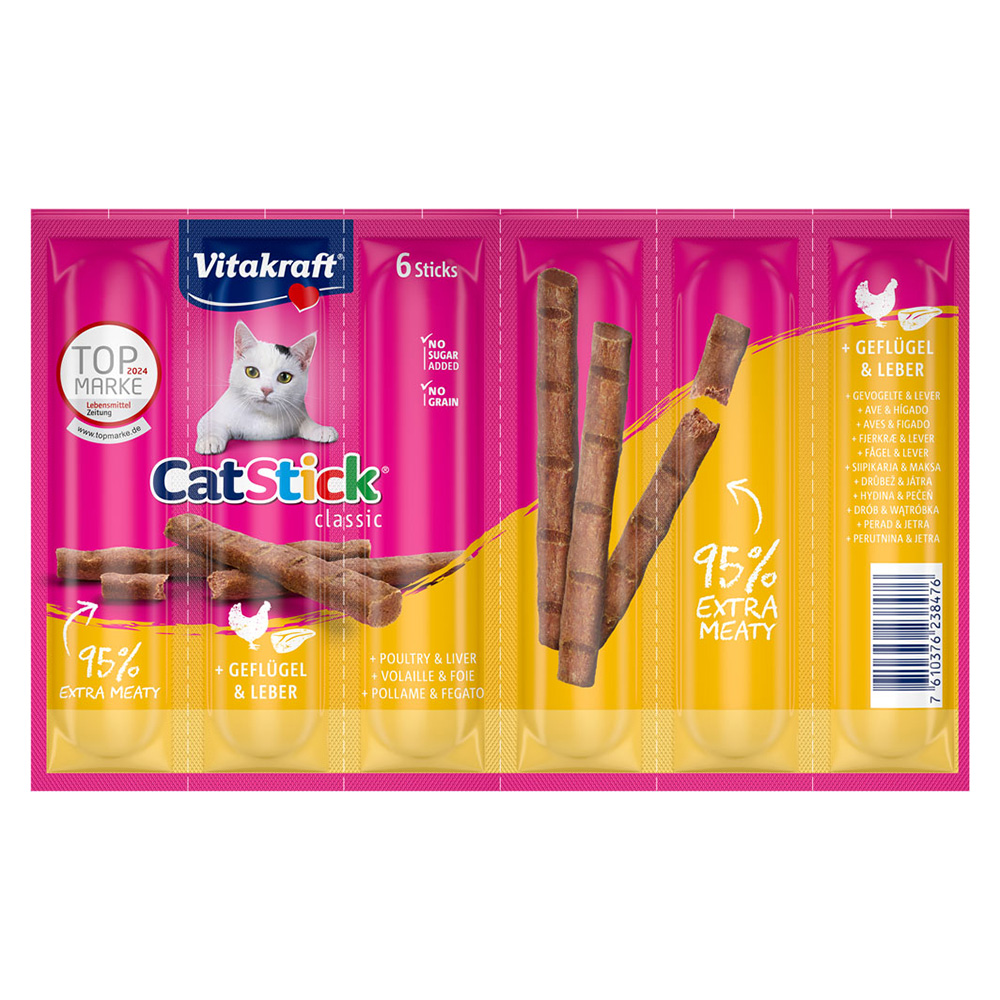 Vitakraft Cat Stick Classic - Sparpaket Geflügel & Leber (24 x 6 g) von Vitakraft