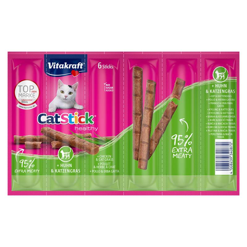 Vitakraft Cat Stick Healthy - Sparpaket Huhn & Katzengras (24 x 6 g) von Vitakraft