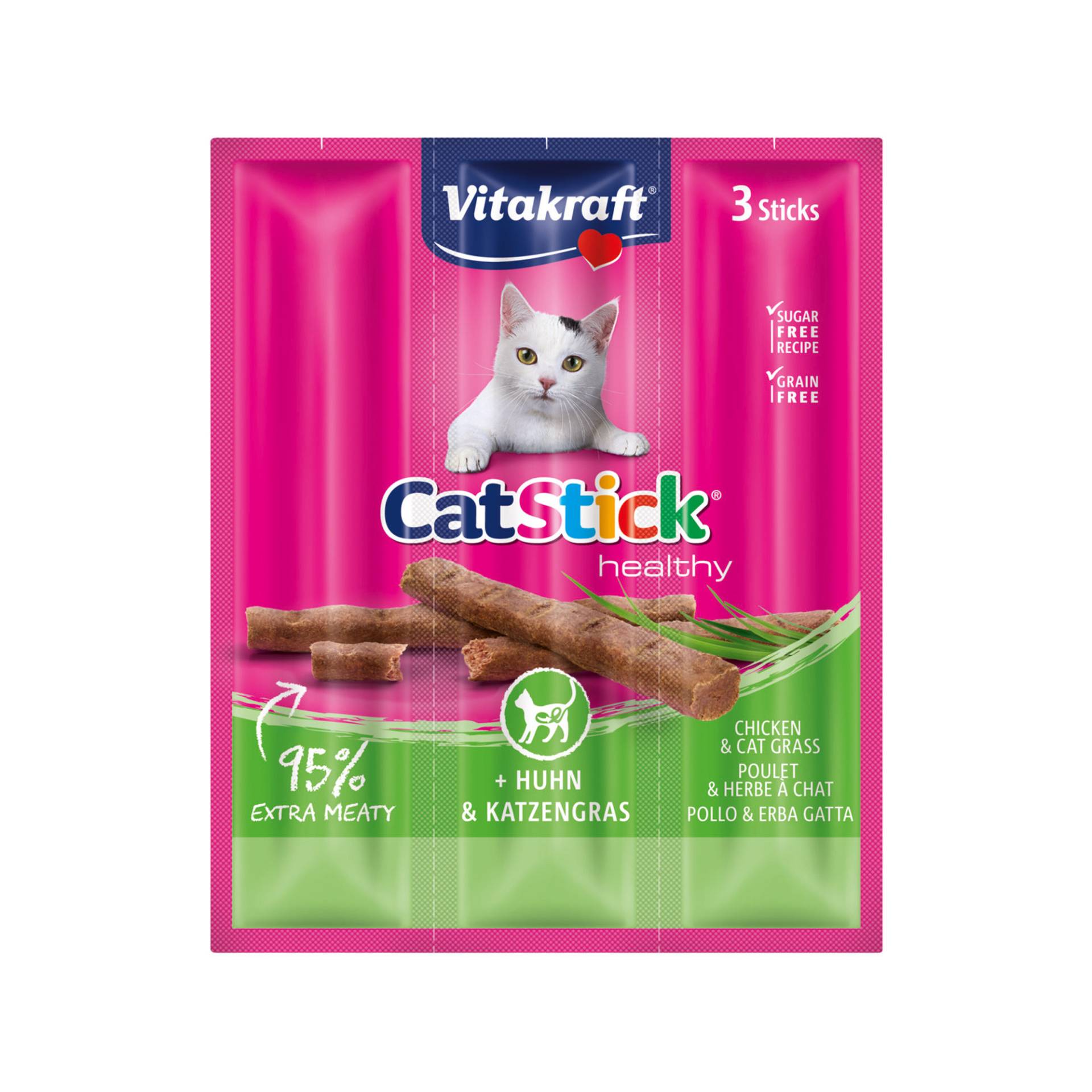 Vitakraft Cat Stick Mini - Huhn & Katzengras - 3 Stöcke von Vitakraft