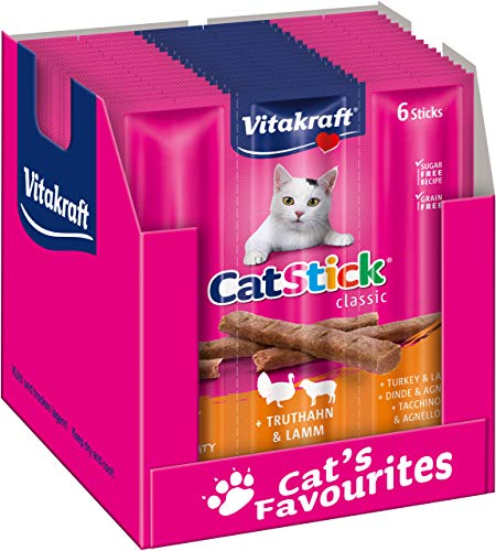VITAKRAFT - Katzensnacks Cat-Stick Mini – mit Truthahn und Lamm – Futter für Katzen – 10 Frischebeutel mit 6 g Stäbchen von Vitakraft