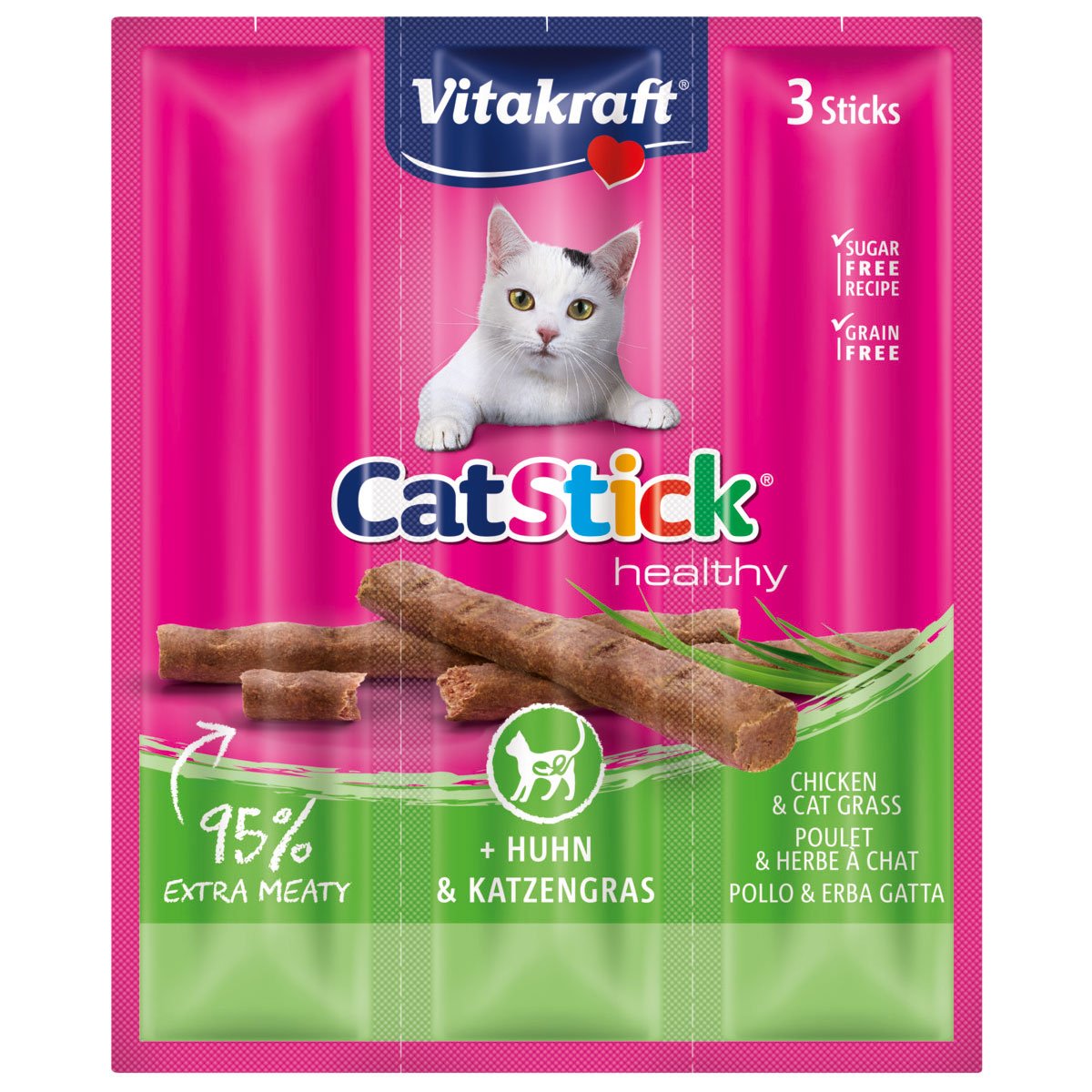 Vitakraft Cat Stick mini Huhn,Inulin&Katzengras 5x3 Stück von Vitakraft