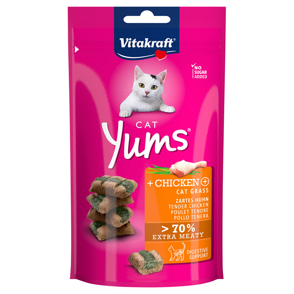 Vitakraft Cat Yums - Sparpaket Huhn & Katzengras (4 x 40 g) von Vitakraft