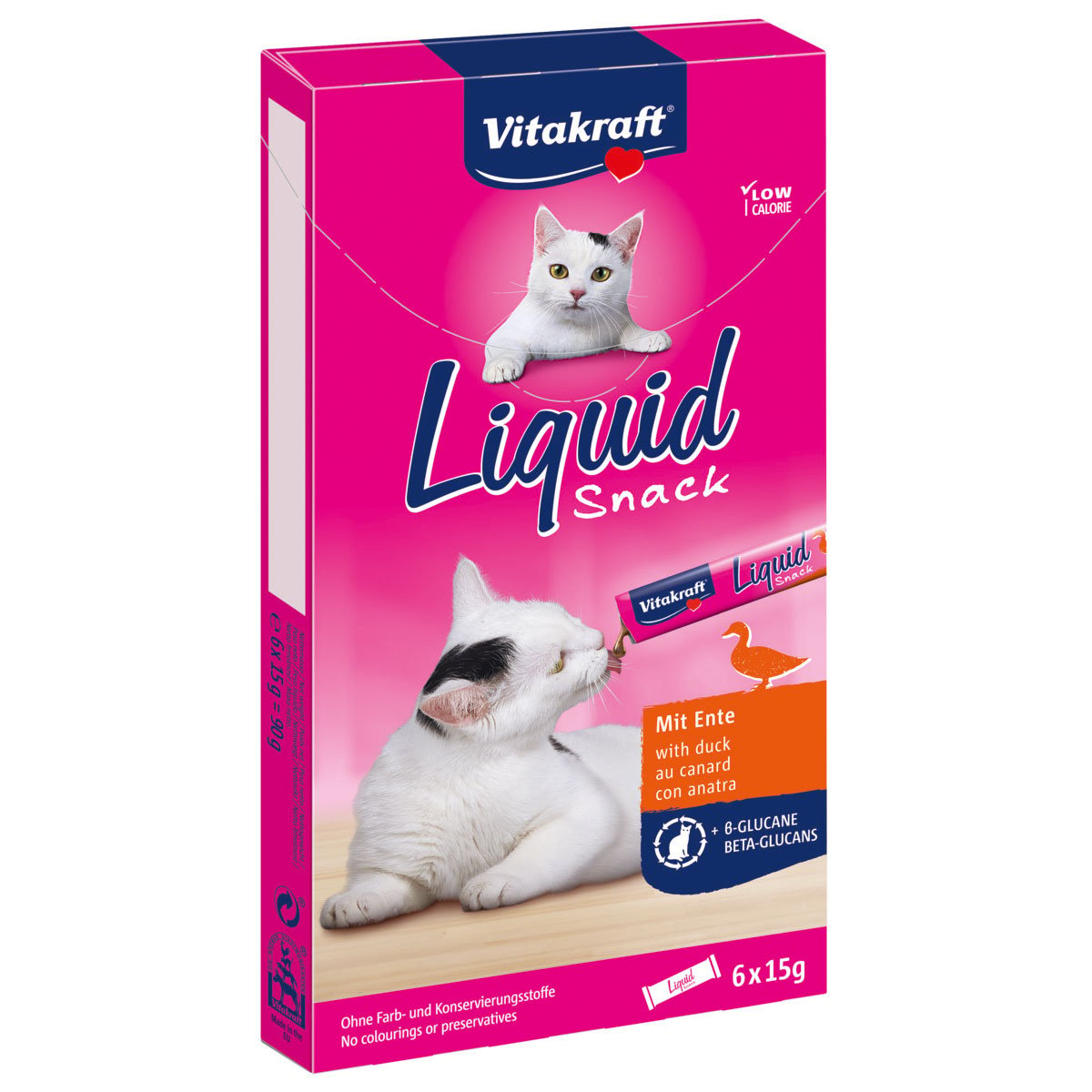Vitakraft Cat liquid Snack Ente und Beta-Glucane 18x15g (3x6 Stk) von Vitakraft