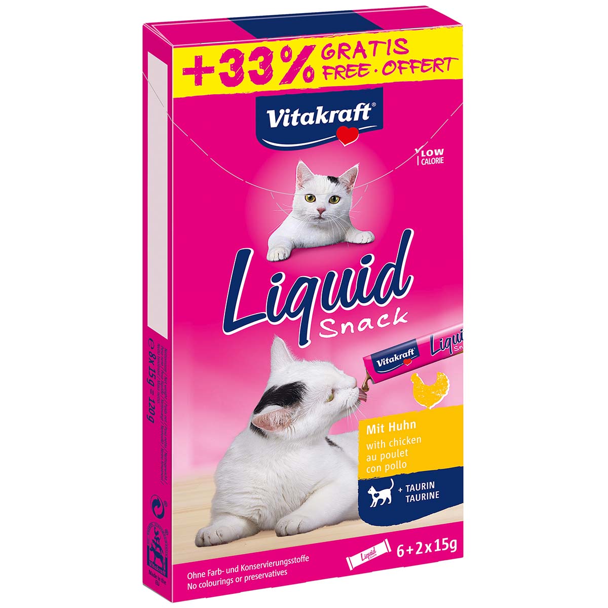 Vitakraft Cat liquid Snack Hähnchen 6 Stück + 2 gratis Vitakraft Cat liquid Snack Hähnchen 6 Stück + 2 gratis von Vitakraft