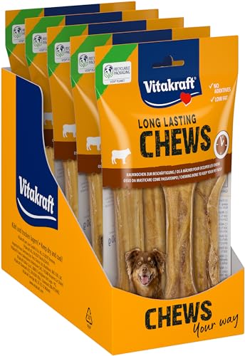 Vitakraft Long Lasting Chews, Hundekauknochen, Kauknoten aus Rinderhaut, zur intensiven Beschäftigung (5x 360g) von Vitakraft