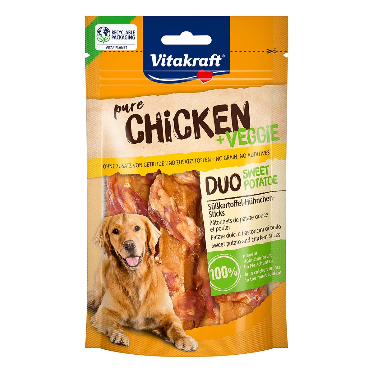 Vitakraft Chicken+ Veggie Süßkartoffel-Hühnchen-Sticks 10x 80g von Vitakraft