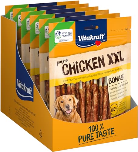 Vitakraft Chicken Bonas XXL, Kaustangen mit Hühnchen, mit magerem Hühnchenfleisch, im wiederverschließbaren XXL-Beutel, ohne Zusatz von Zucker und Getreide (8x 200g) von Vitakraft