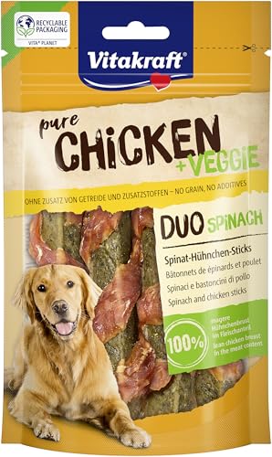 Vitakraft Chicken Veggie, Spinatstick mit Hühnchen, Hunde Trainingsleckerli, zum Belohnen (1x 80g) von Vitakraft