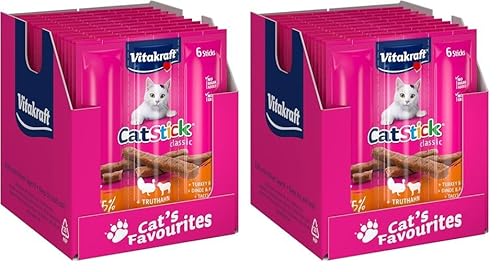 Vitakraft Crispy Crunch, knusprige Snackkissen gefüllt mit Geflügel, Katzensnack, zuckerfrei (1x 60g) (Packung mit 2) von Vitakraft