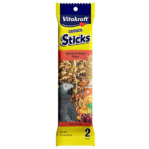 Vitakraft Crunch Sticks Aprikot & Cherry Flavor Bird Treat für Papageien (2 Sticks), 5.5 oz (31689) von Vitakraft