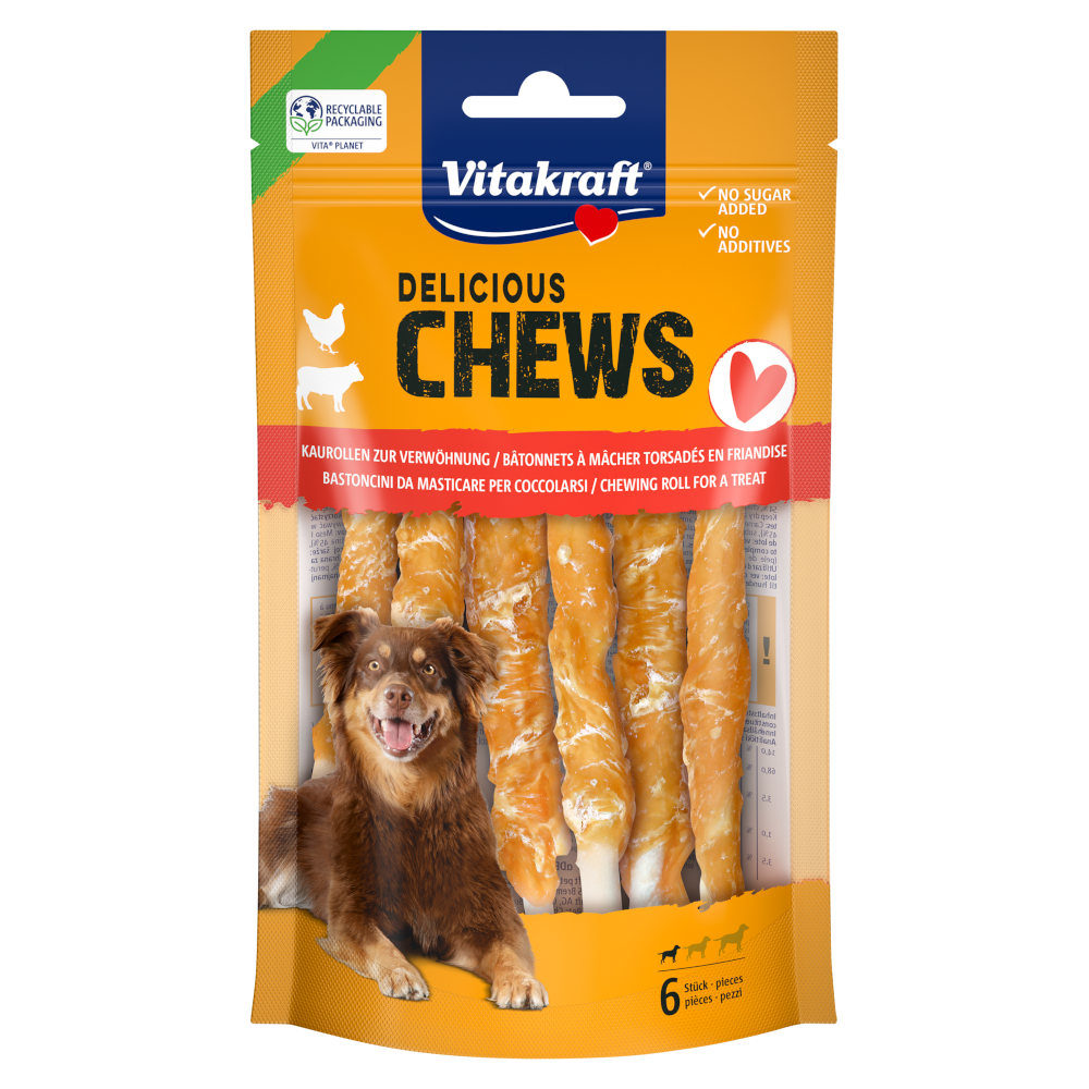 Vitakraft Delicious Chews Kaurollen Huhn S - 70 g (6 Stück) von Vitakraft