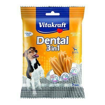 Vitakraft Dental 3in1 - Zahnpflege-Snack für Hunde von 5-10 kg - 12x 7 Sticks von Vitakraft