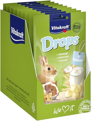 Vitakraft Drops, Leckerlis für Nager, mit Joghurt, Nagersnack, zum Verwöhnen, ohne Zusatz von Zucker (9x 75g) von Vitakraft